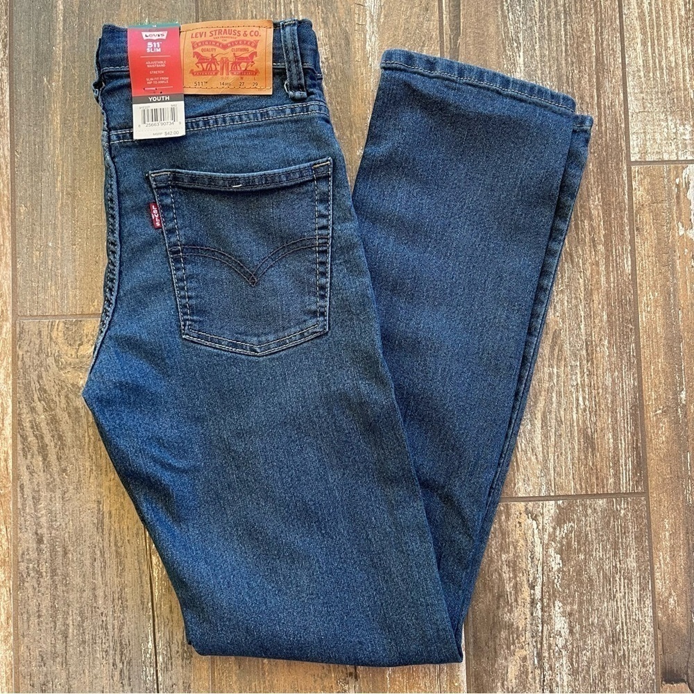 Levi’s youth 511 slim medium rinse jeans boys size 12 - Picture 2 of 10